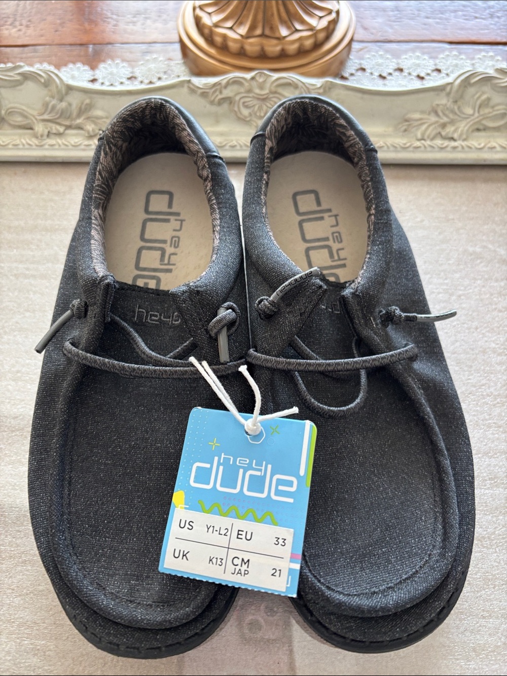 Hey Dude Kids Black Slip-On Wally Sneakers size 1. NEW With Tags